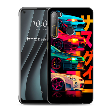 Силиконовый чехол на HTC Desire 20 Pro с принтом Гоночные машины