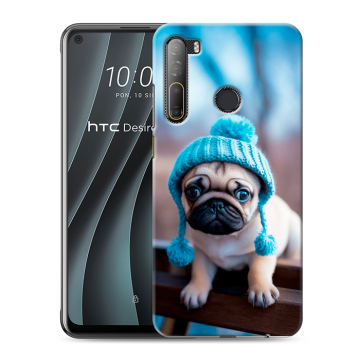 Силиконовый чехол на HTC Desire 20 Pro с принтом Мопс в шапке