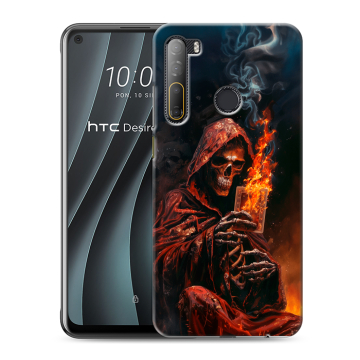 Силиконовый чехол на HTC Desire 20 Pro с принтом Скелет и карты