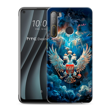 Силиконовый чехол на HTC Desire 20 Pro с принтом Герб флаг России