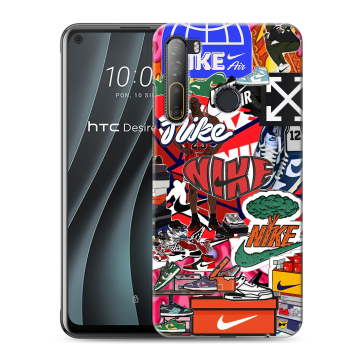 Силиконовый чехол на HTC Desire 20 Pro с принтом Найк Nike яркий