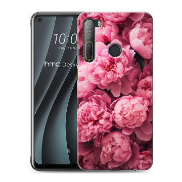 Силиконовый чехол на HTC Desire 20 Pro с принтом цветы пионы