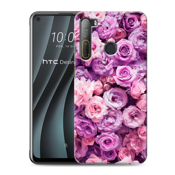 Силиконовый чехол на HTC Desire 20 Pro с принтом лавандовые розы