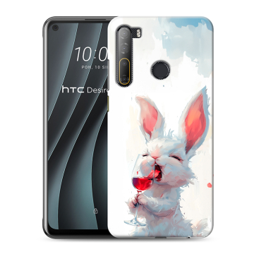 Силиконовый чехол на HTC Desire 20 Pro с принтом кролик зайчик