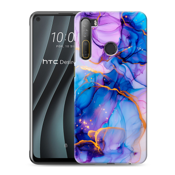 Силиконовый чехол на HTC Desire 20 Pro с принтом синий мрамор