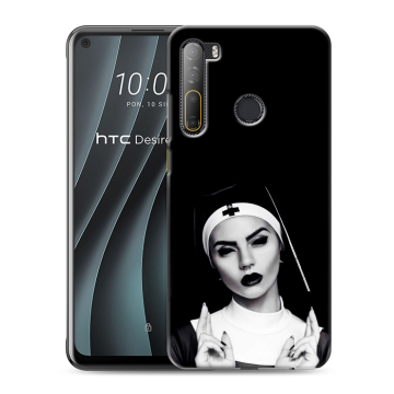 Силиконовый чехол на HTC Desire 20 Pro с принтом монашка