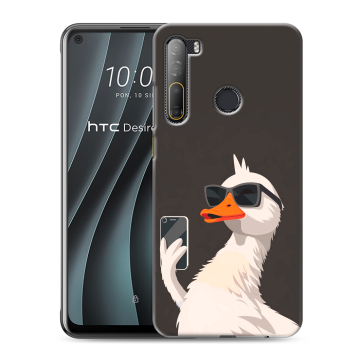 Силиконовый чехол на HTC Desire 20 Pro с принтом утка в очках
