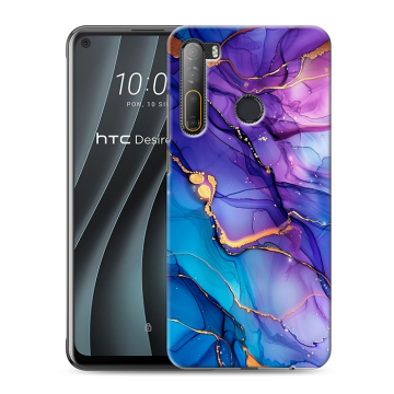 Силиконовый чехол на HTC Desire 20 Pro с принтом синий мрамор