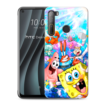 Силиконовый чехол на HTC Desire 20 Pro с принтом спанчбоб спанч боб