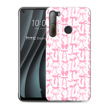Силиконовый чехол на HTC Desire 20 Pro с принтом Розовые бантики