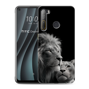 Силиконовый чехол на HTC Desire 20 Pro с принтом Лев кошки