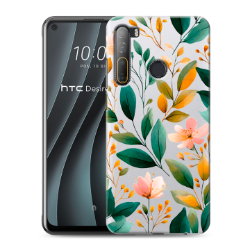 Силиконовый чехол на HTC Desire 20 Pro с принтом Цветы паттерн