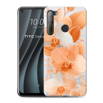 Силиконовый чехол на HTC Desire 20 Pro с принтом Бежевые цветы