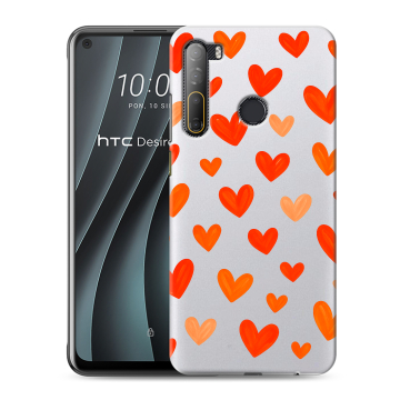 Силиконовый чехол на HTC Desire 20 Pro с принтом Сердечки
