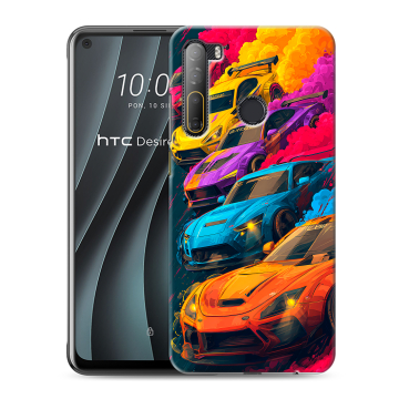 Силиконовый чехол на HTC Desire 20 Pro с принтом Тачки