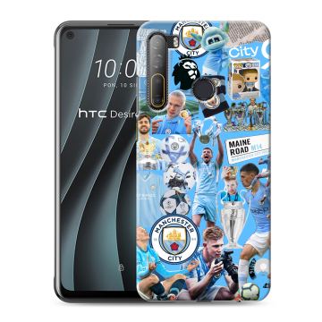 Силиконовый чехол на HTC Desire 20 Pro с принтом Man City Манчестер Сити