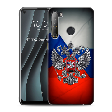 Силиконовый чехол на HTC Desire 20 Pro с принтом Флаг России