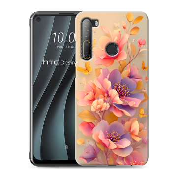 Силиконовый чехол на HTC Desire 20 Pro с принтом Цветы и бабочки