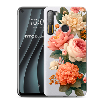 Силиконовый чехол на HTC Desire 20 Pro с принтом цветы