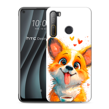 Силиконовый чехол на HTC Desire 20 Pro с принтом корги