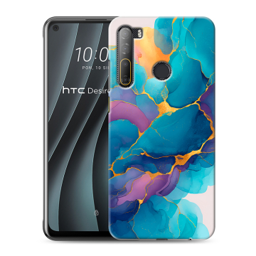 Силиконовый чехол на HTC Desire 20 Pro с принтом Мрамор блестки