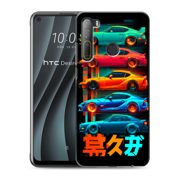 Силиконовый чехол на HTC Desire 20 Pro с принтом машины тачки