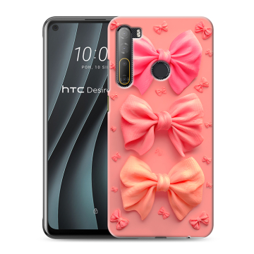 Силиконовый чехол на HTC Desire 20 Pro с принтом Розовые бантики