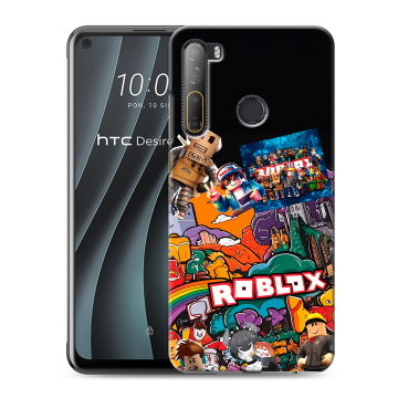 Силиконовый чехол на HTC Desire 20 Pro с принтом Roblox Роблокс
