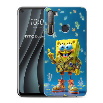 Силиконовый чехол на HTC Desire 20 Pro с принтом Спанч боб Спанчбоб