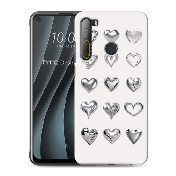 Силиконовый чехол на HTC Desire 20 Pro с принтом Y2K сердечки