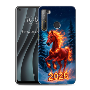 Силиконовый чехол на HTC Desire 20 Pro с принтом Новый год коня