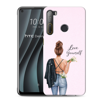 Силиконовый чехол на HTC Desire 20 Pro с принтом женский