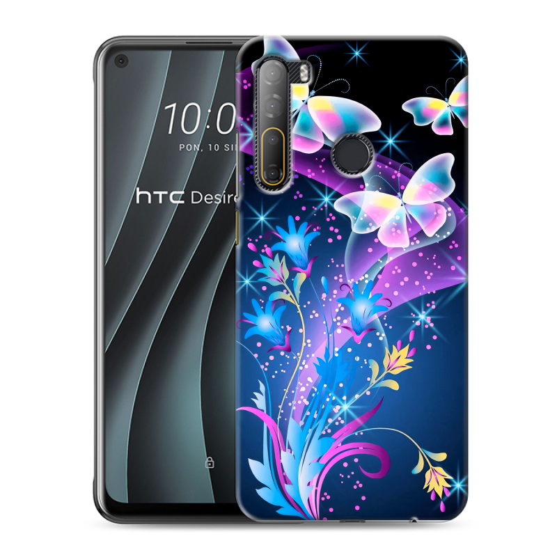 Силиконовый противоударный чехол на HTC Desire 20 Pro с принтом Бабочки Силиконовый противоударный чехол на HTC Desire 20 Pro с принтом Бабочки