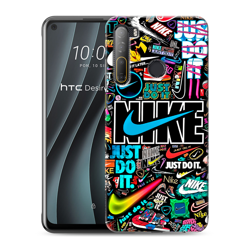 Силиконовый противоударный чехол на HTC Desire 20 Pro с принтом найк nike черный Силиконовый противоударный чехол на HTC Desire 20 Pro с принтом найк nike черный
