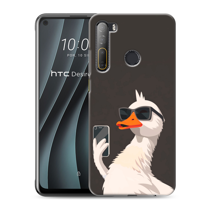Силиконовый противоударный чехол на HTC Desire 20 Pro с принтом утка в очках Силиконовый противоударный чехол на HTC Desire 20 Pro с принтом утка в очках
