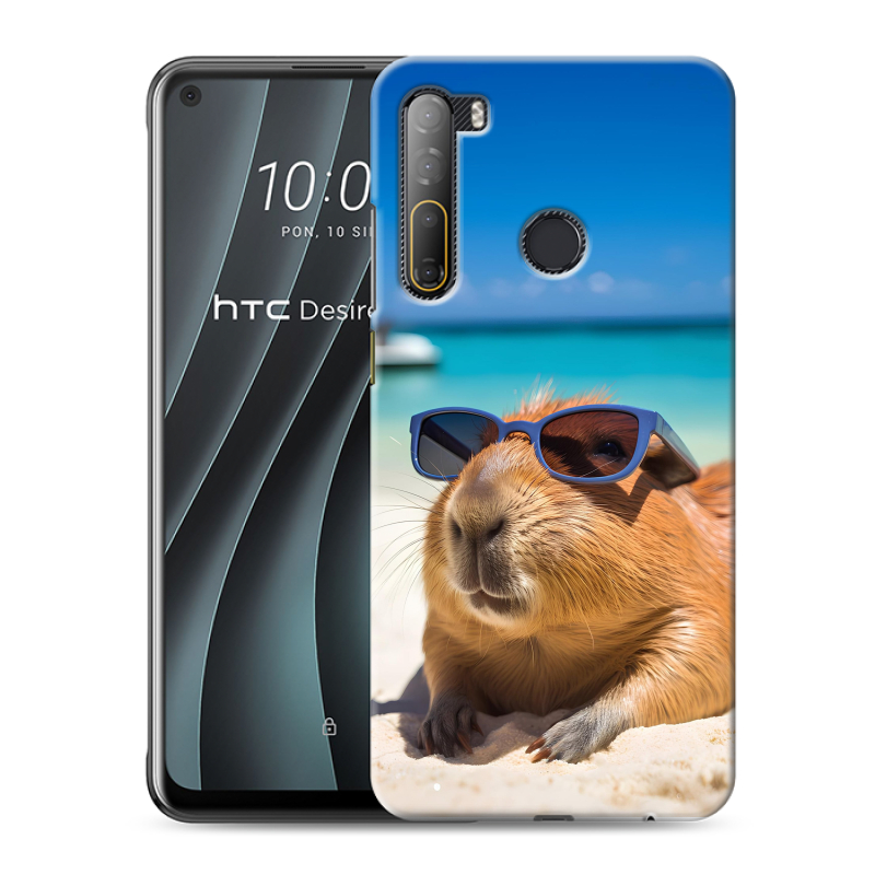 Силиконовый противоударный чехол на HTC Desire 20 Pro с принтом Капибара Силиконовый противоударный чехол на HTC Desire 20 Pro с принтом Капибара