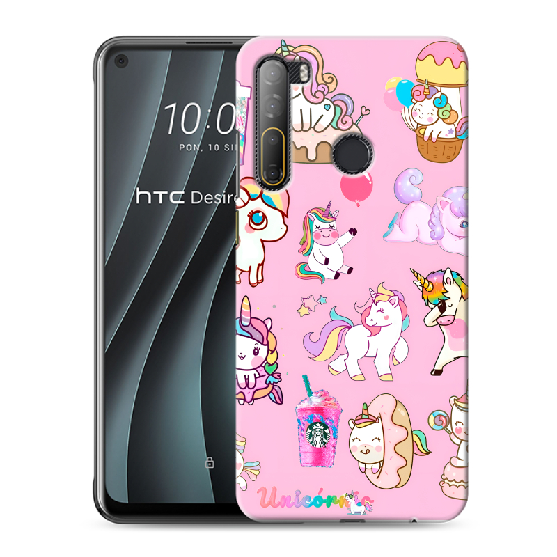 Силиконовый чехол на HTC Desire 20 Pro с принтом розовые единороги Силиконовый чехол на HTC Desire 20 Pro с принтом розовые единороги