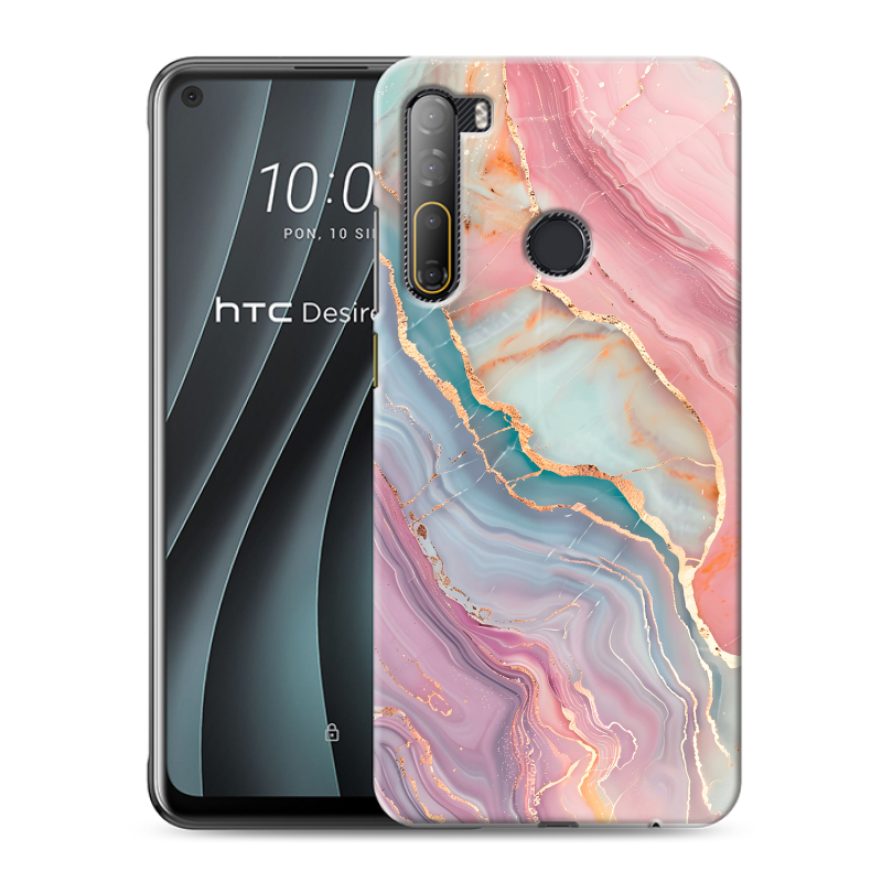 Силиконовый противоударный чехол на HTC Desire 20 Pro с принтом розовый мрамор Силиконовый противоударный чехол на HTC Desire 20 Pro с принтом розовый мрамор