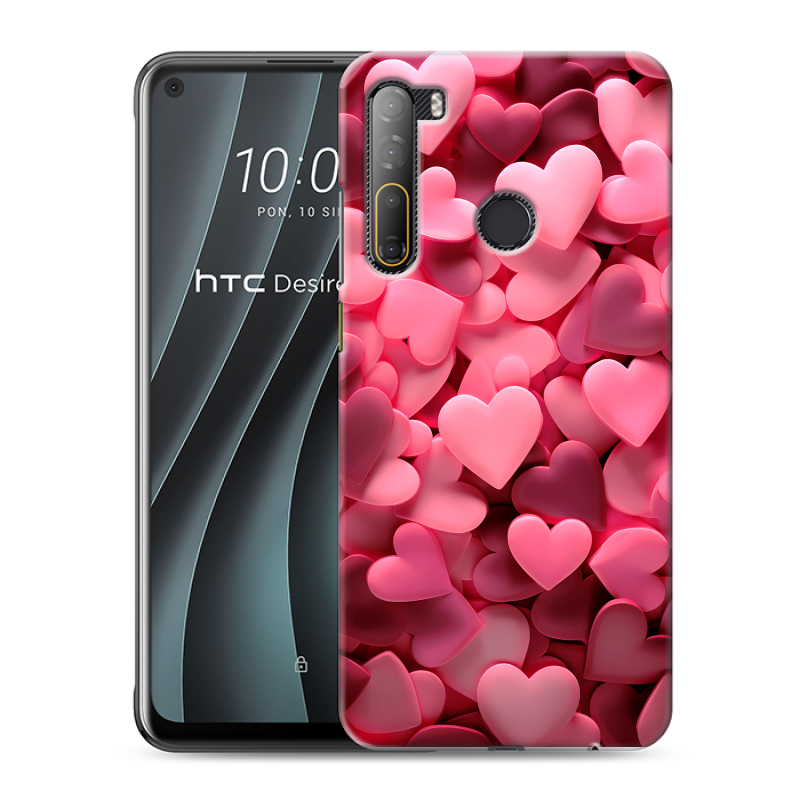 Силиконовый чехол на HTC Desire 20 Pro с принтом розовые сердечки Силиконовый чехол на HTC Desire 20 Pro с принтом розовые сердечки