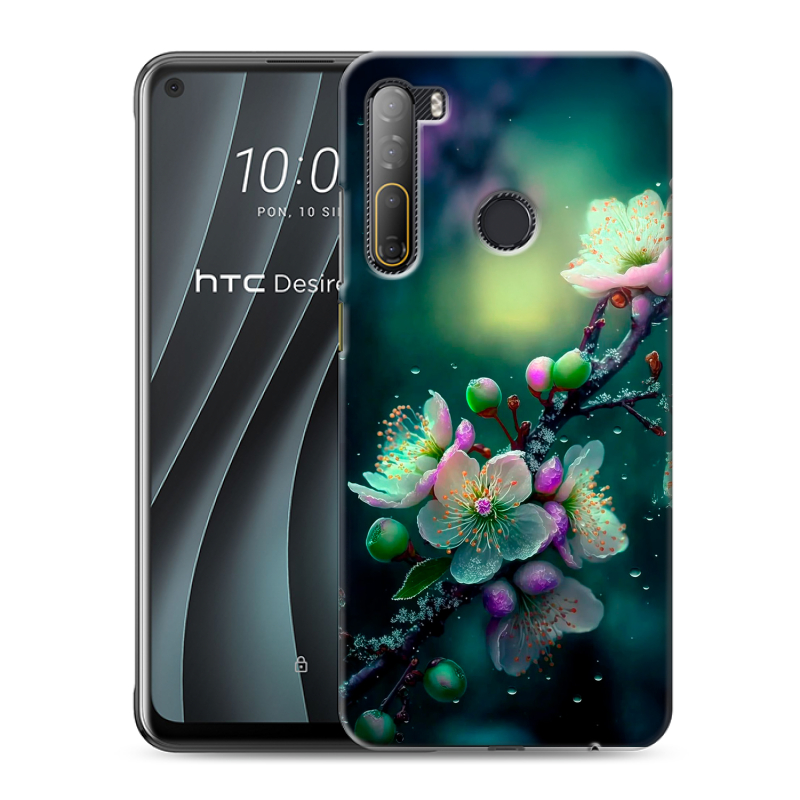 Силиконовый чехол на HTC Desire 20 Pro с принтом Цветы и мрамор Силиконовый чехол на HTC Desire 20 Pro с принтом Цветы и мрамор