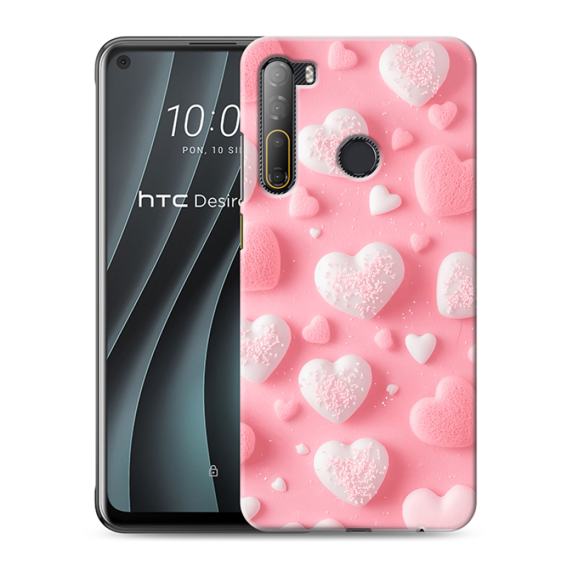Силиконовый противоударный чехол на HTC Desire 20 Pro с принтом Сердечки Силиконовый противоударный чехол на HTC Desire 20 Pro с принтом Сердечки