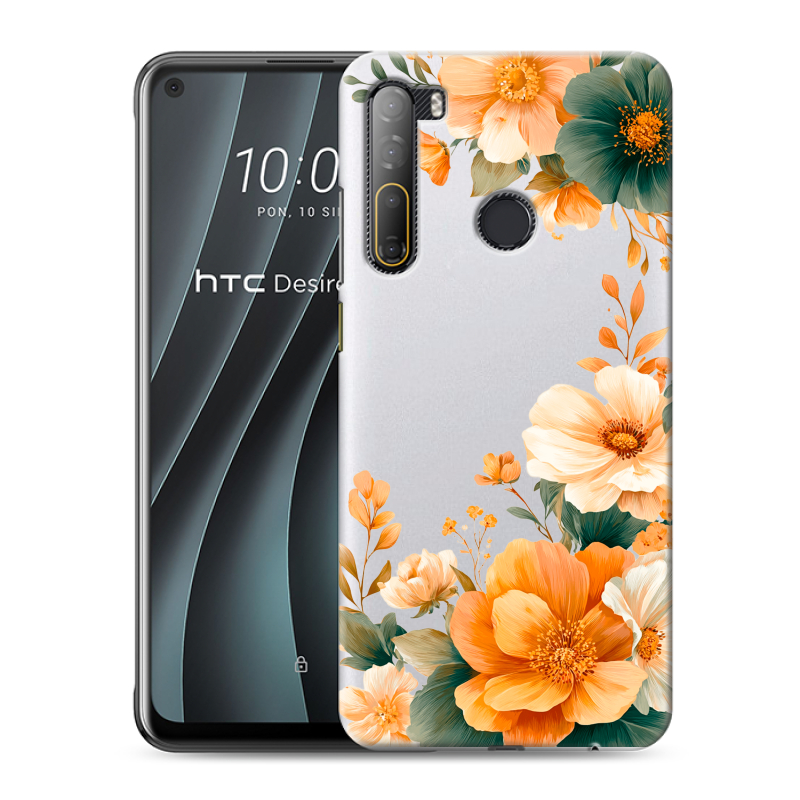 Силиконовый противоударный чехол на HTC Desire 20 Pro с принтом Цветы принт Силиконовый противоударный чехол на HTC Desire 20 Pro с принтом Цветы принт