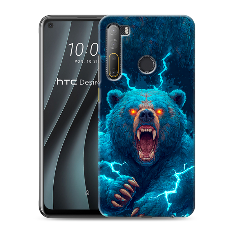 Силиконовый противоударный чехол на HTC Desire 20 Pro с принтом Медведь Силиконовый противоударный чехол на HTC Desire 20 Pro с принтом Медведь