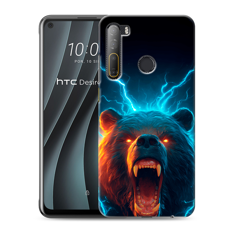 Силиконовый противоударный чехол на HTC Desire 20 Pro с принтом Медведь Силиконовый противоударный чехол на HTC Desire 20 Pro с принтом Медведь