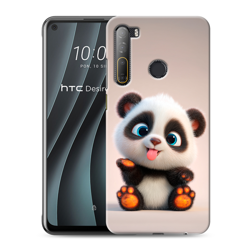 Силиконовый противоударный чехол на HTC Desire 20 Pro с принтом милая панда Силиконовый противоударный чехол на HTC Desire 20 Pro с принтом милая панда
