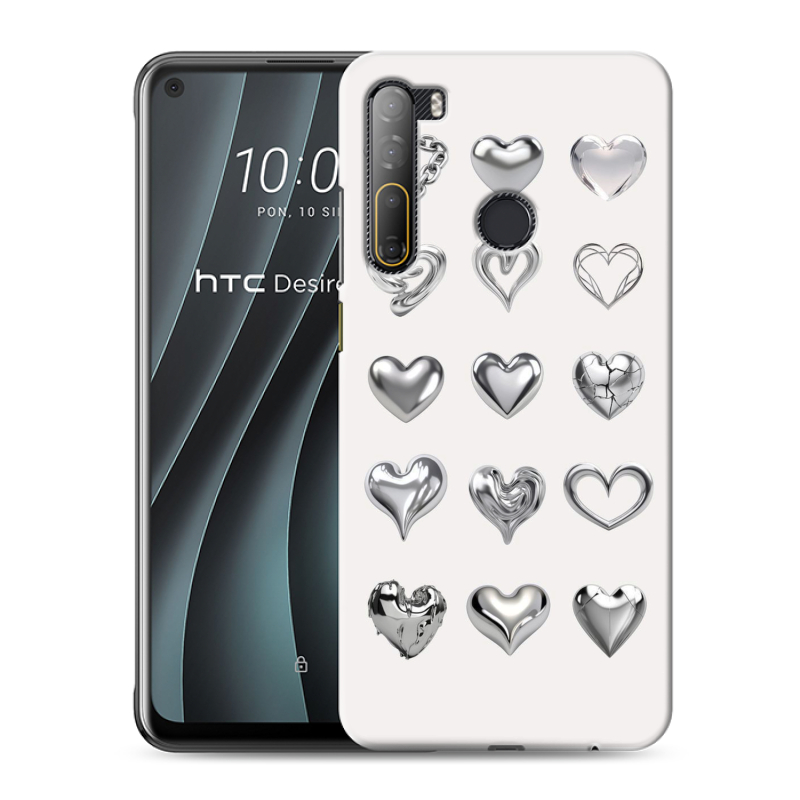 Силиконовый противоударный чехол на HTC Desire 20 Pro с принтом Y2K сердечки Силиконовый противоударный чехол на HTC Desire 20 Pro с принтом Y2K сердечки