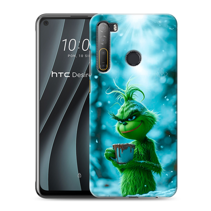 Силиконовый противоударный чехол на HTC Desire 20 Pro с принтом Новый год гринч Силиконовый противоударный чехол на HTC Desire 20 Pro с принтом Новый год гринч