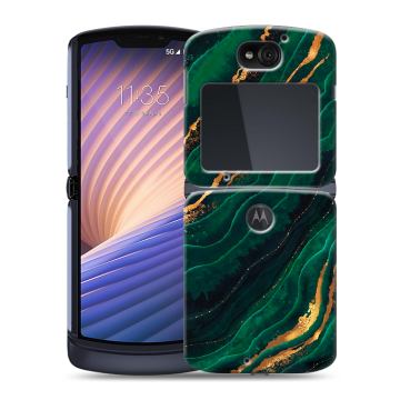Пластиковый чехол на Motorola Razr 5G с принтом Мрамор зеленое золото Пластиковый чехол на Motorola Razr 5G с принтом Мрамор зеленое золото