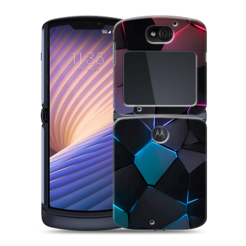 Пластиковый чехол на Motorola Razr 5G с принтом Геометрия неона