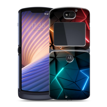 Пластиковый чехол на Motorola Razr 5G с принтом Абстракция неон